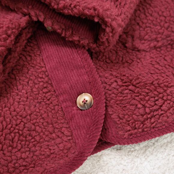 PrettyGarden Burgundy Red Sherpa Corduroy Jacket Womens Size M NWOT - Picture 11 of 13